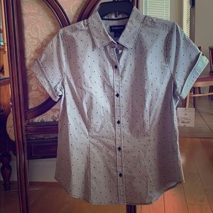 NEW - Liz Claiborne black checked Button down T